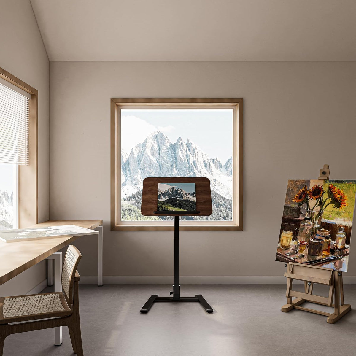 Mobile Folding Desk / Brown finish.