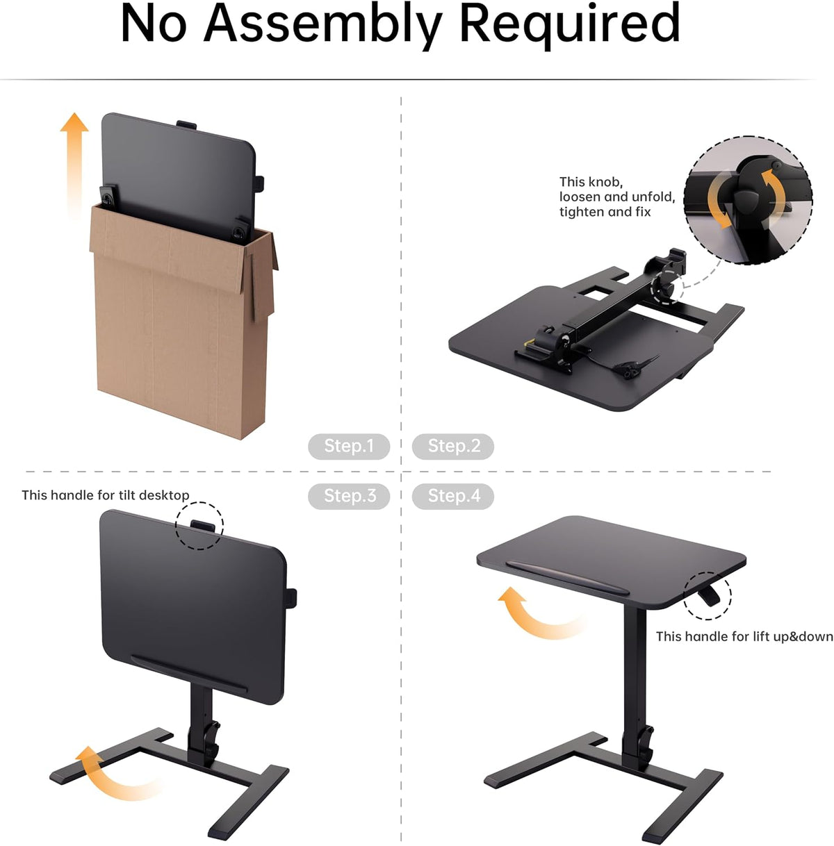 Mobile Folding Desk / Technical guide / Reference finish shown.