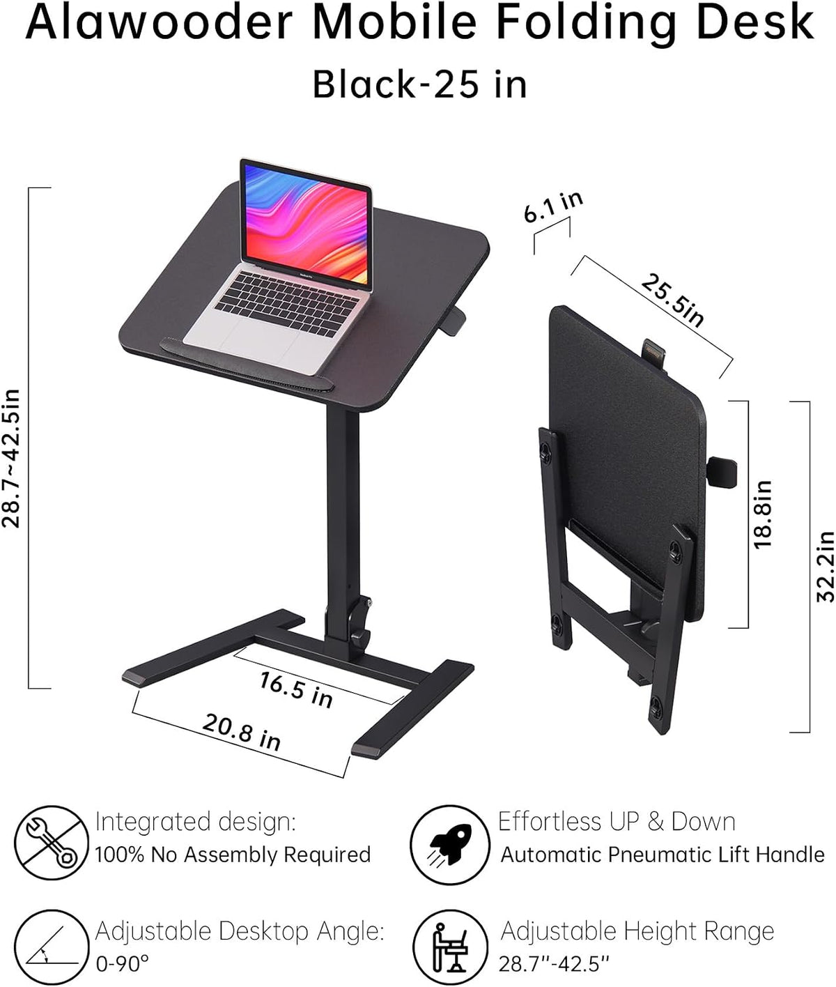 Mobile Folding Desk / Black finish.